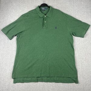 Polo Ralph Lauren Shirt Mens 2XLT Polo S/S Green Pony‎ Rugby Y2K Preppy Cotton